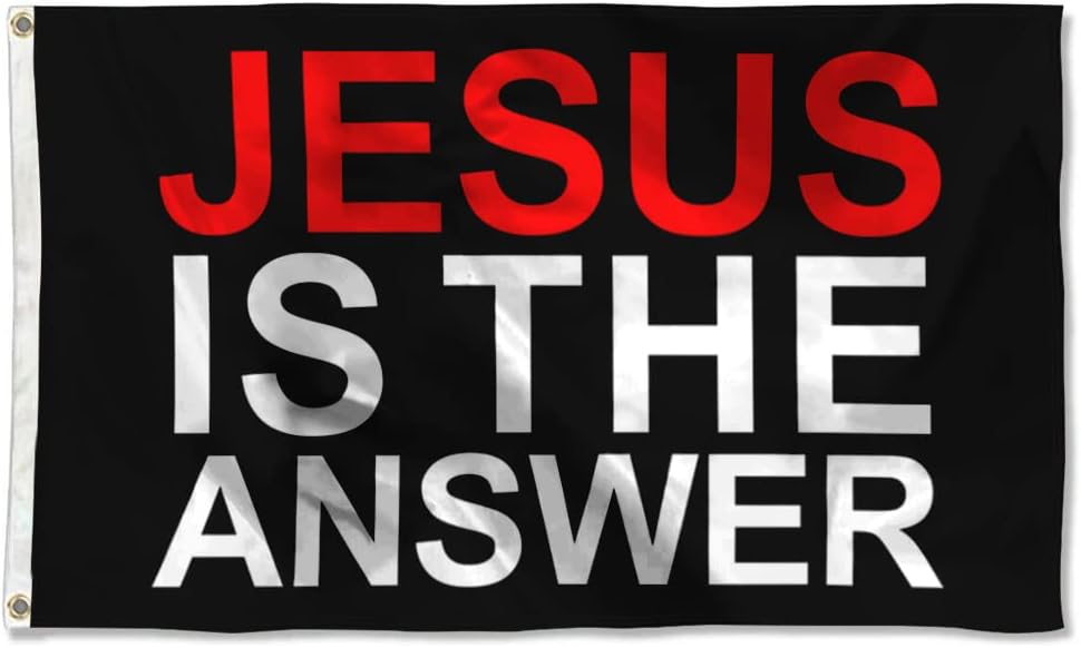 Jesus Is The Answer Flag Banner 3x5Feet Garden house Lawn Flag banner Decor