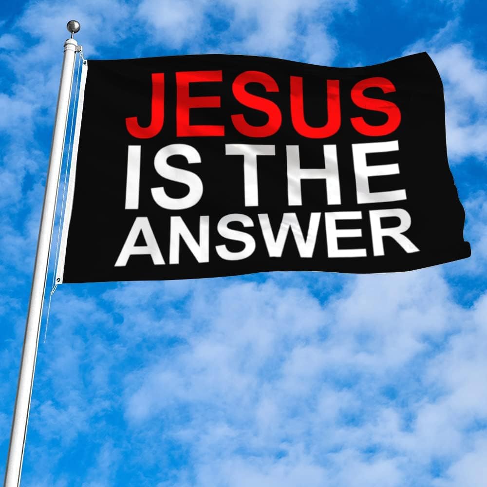 Jesus Is The Answer Flag Banner 3x5Feet Garden house Lawn Flag banner Decor