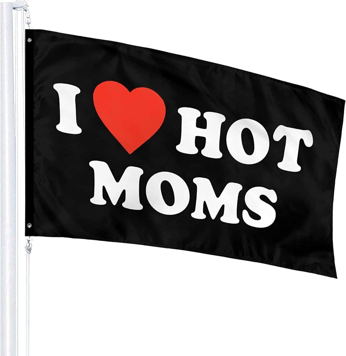 I Love Moms Flag I Love Hot Moms Flags - Funny Decoration Banner for Indoor And Outdoor - Mother'S Day & Birthday Tapestry Gifts