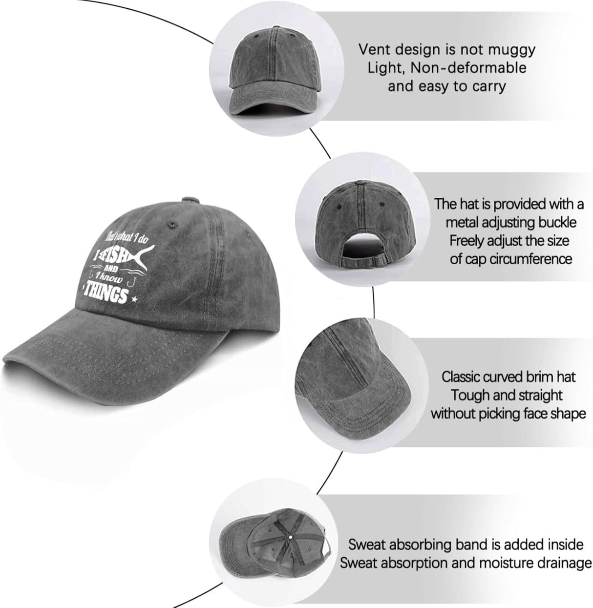 Fishing Gifts for Men Unique Fishing Hat for Women That's What I Do I Fish and I Know Things Hat Retirement Gifts