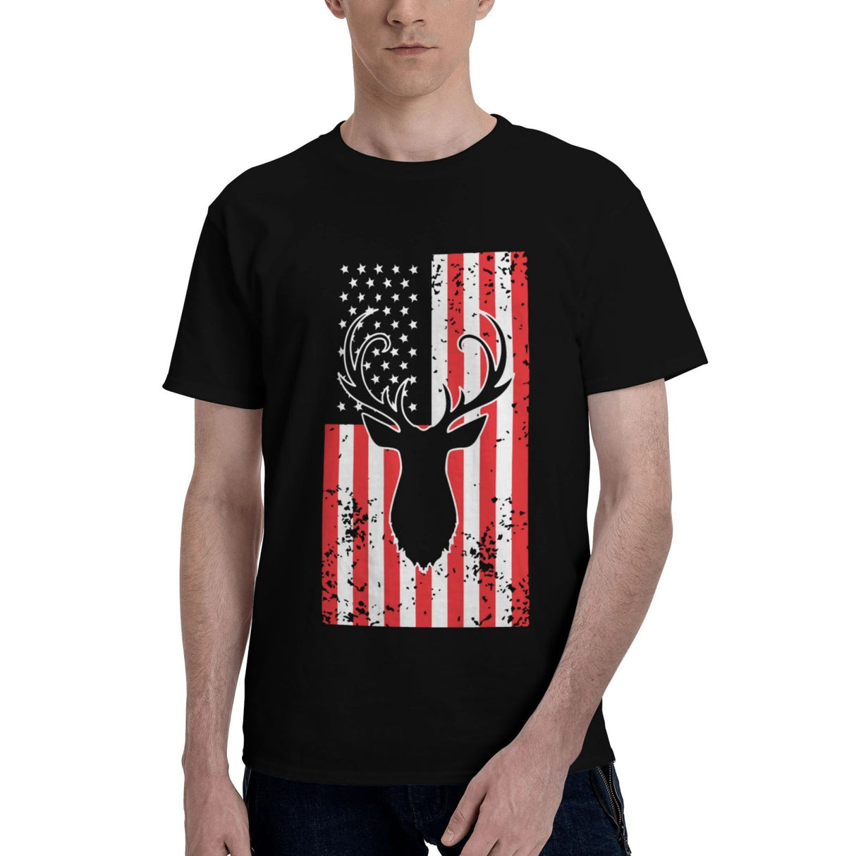 Deer Hunting America Flag T-Shirt