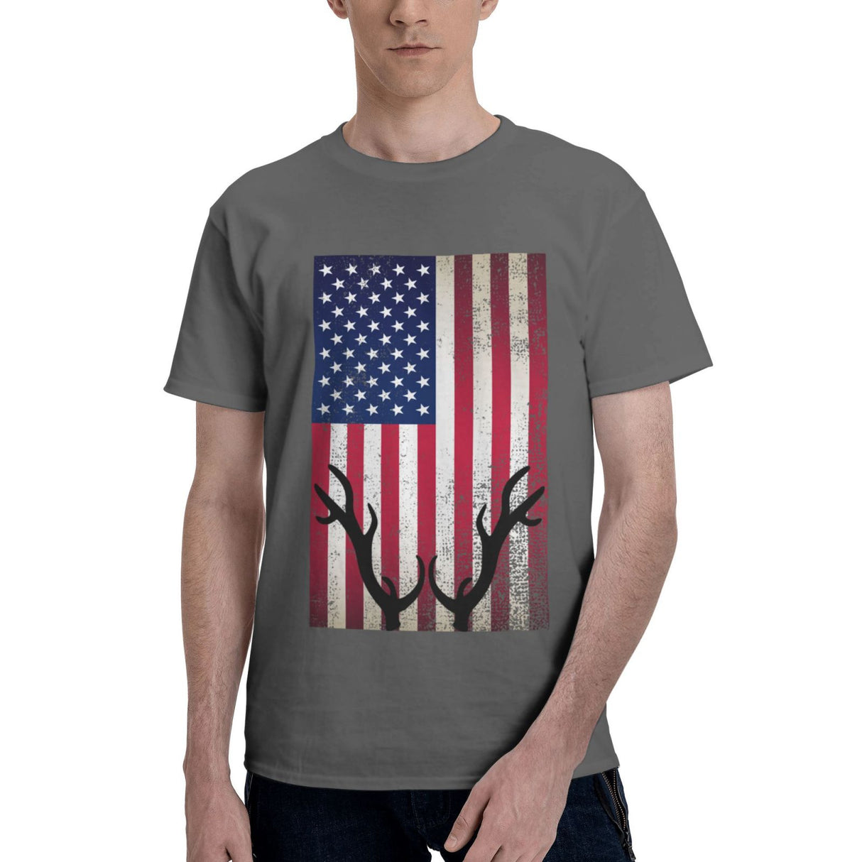 Deer Hunting America Flag T-Shirt