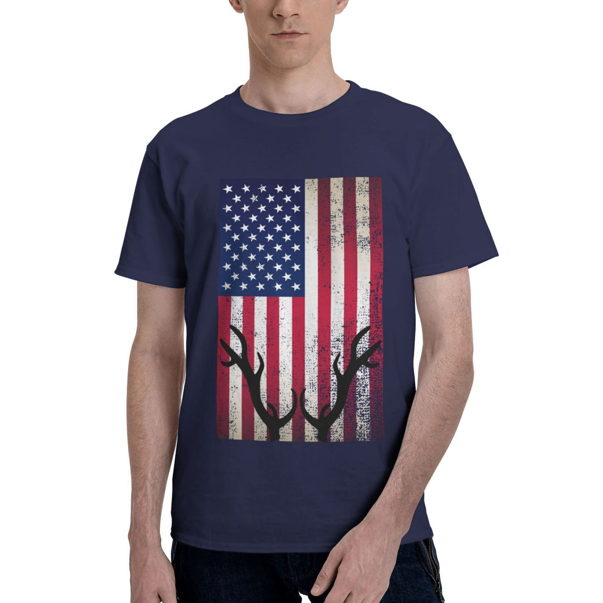 Deer Hunting America Flag T-Shirt