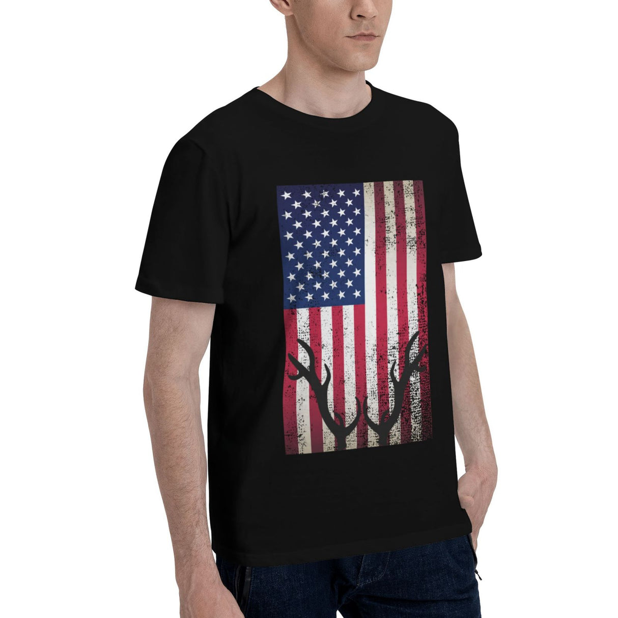 Deer Hunting America Flag T-Shirt