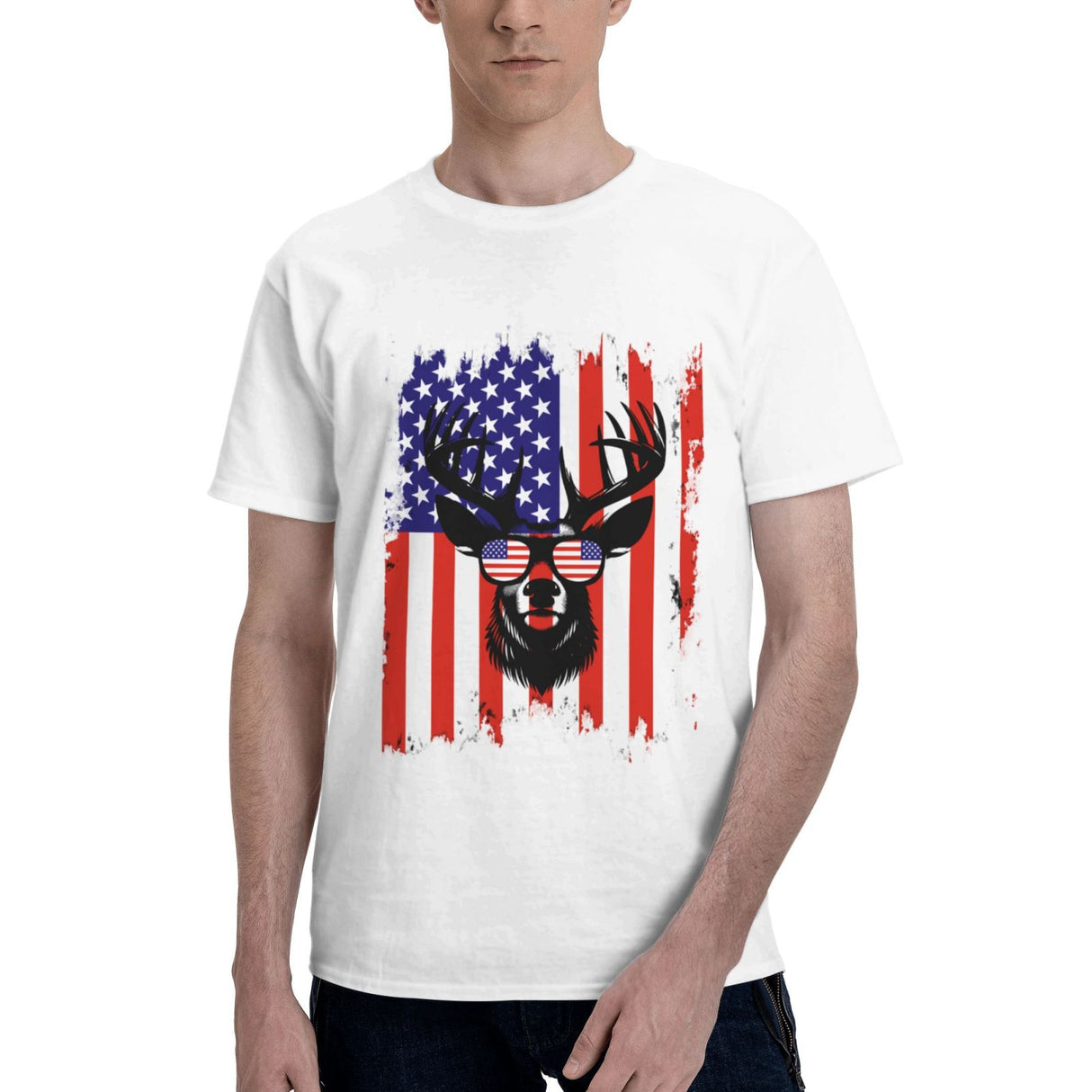 Deer Hunting America Flag T-Shirt