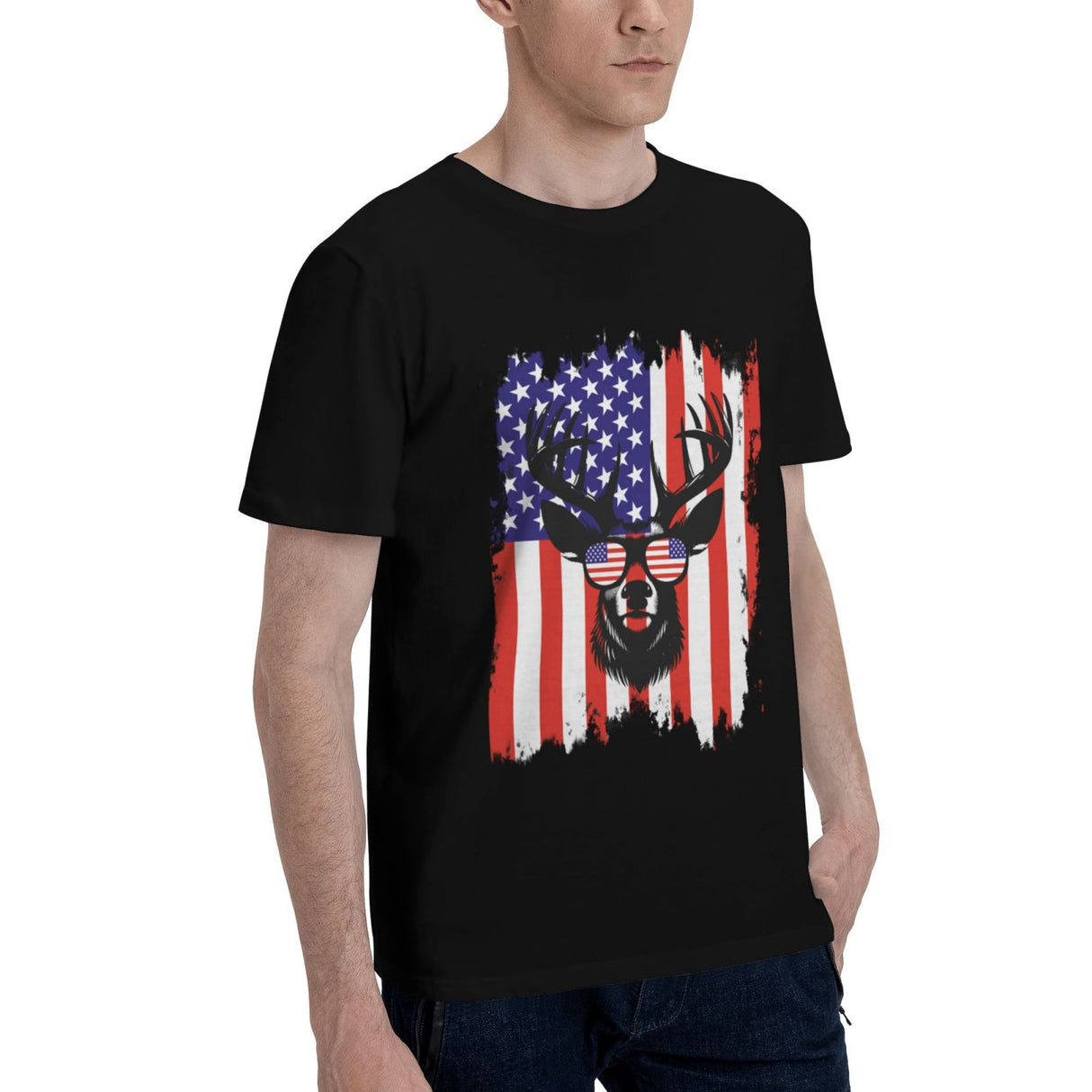 Deer Hunting America Flag T-Shirt