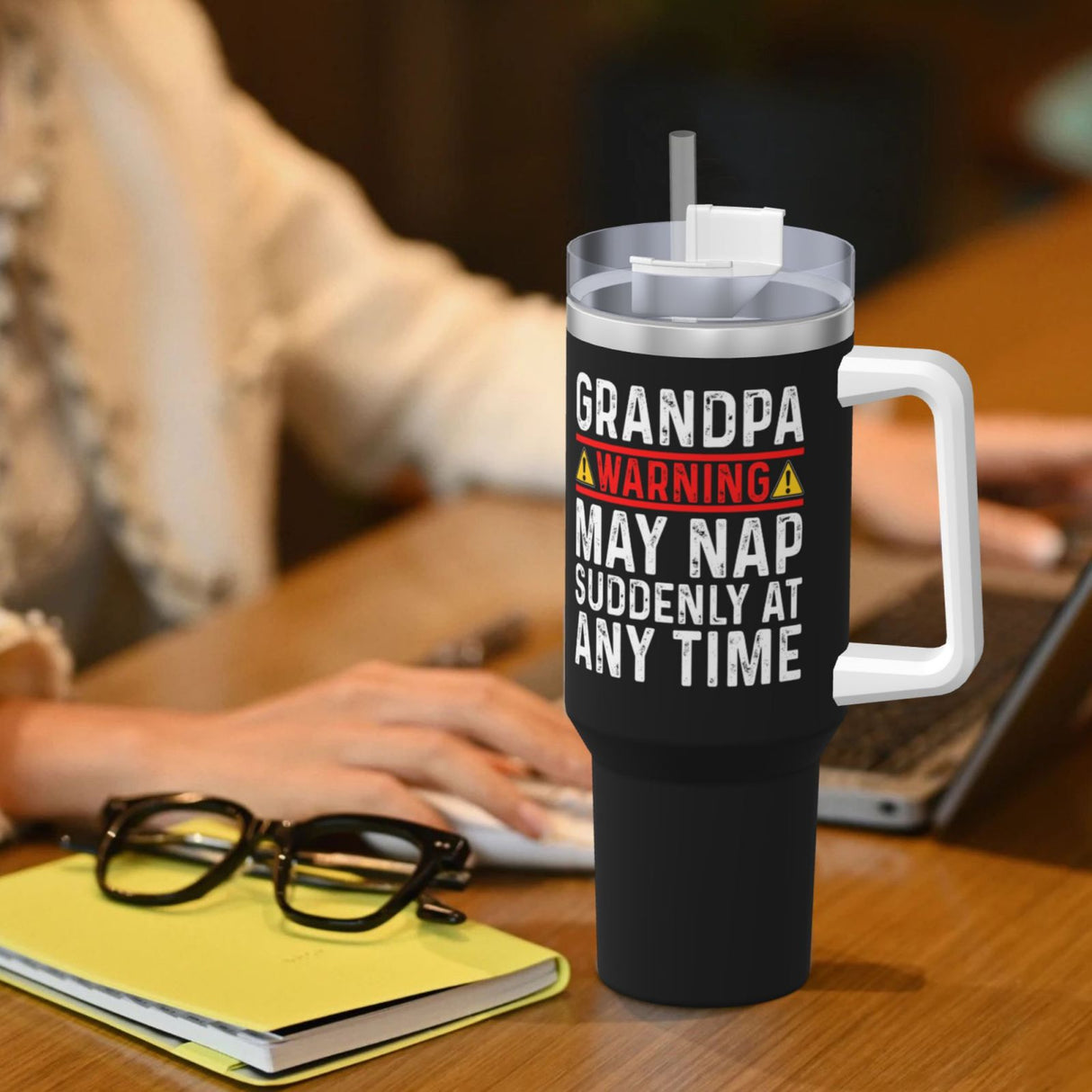 Grandpa Warning May Nap Suddenly At Any Time 40OZ cup