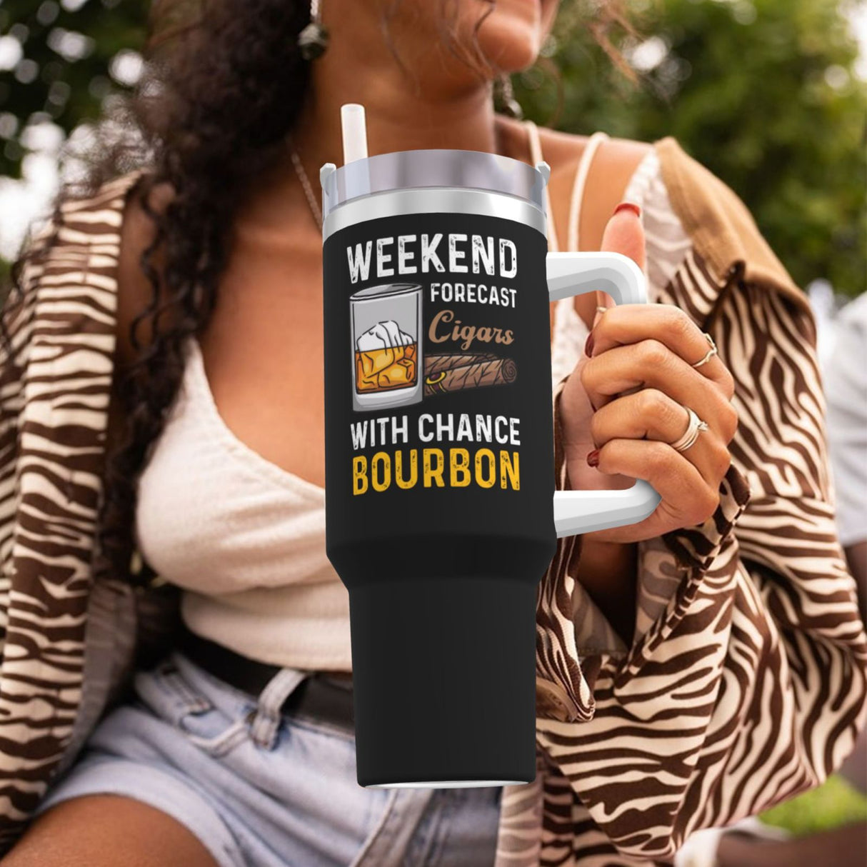 Weekend Forecast Cigars with Chance Bourbon 40OZ cup