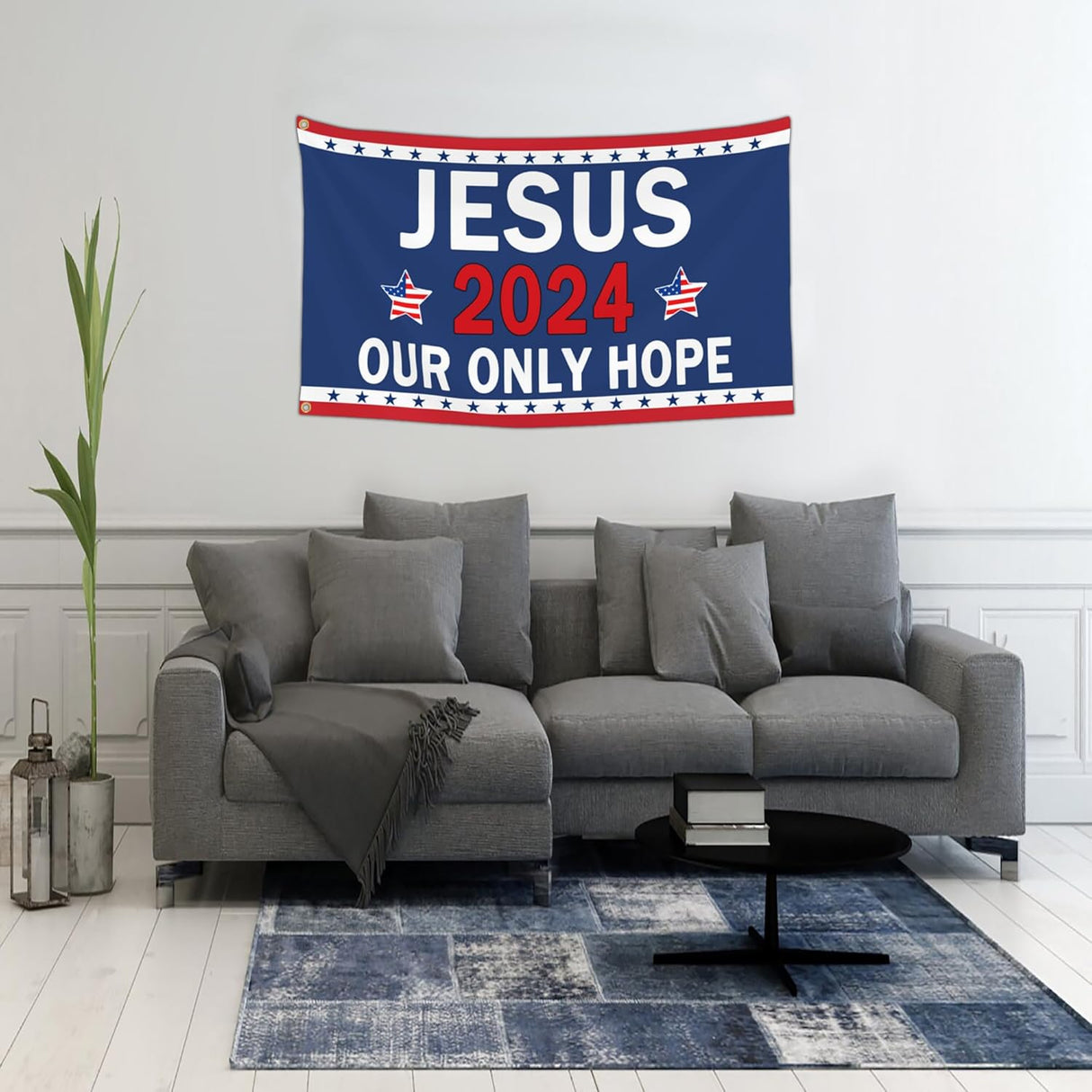 Jesus 2024 Our Only Hope Flag Christian Faith Over Fear Jesus Flag