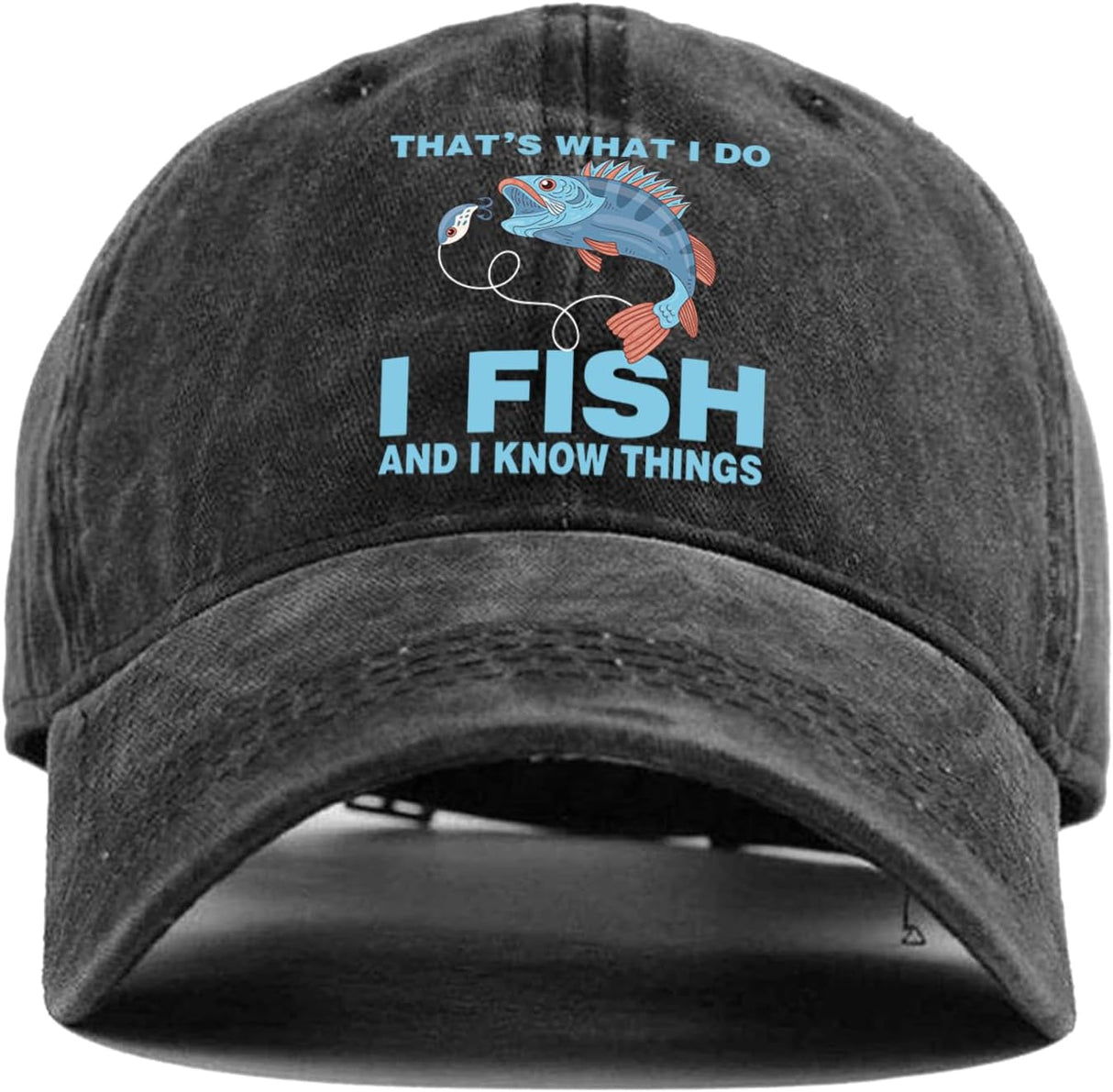 That's What I Do,I Fish,Things I Know, Funny Baseball Caps,Personalized Hats, Adjustable Cotton Baseball Caps,Gifts for Fishing Enthusiasts,Bucket Hats,Visors for Anglers Dark Grey