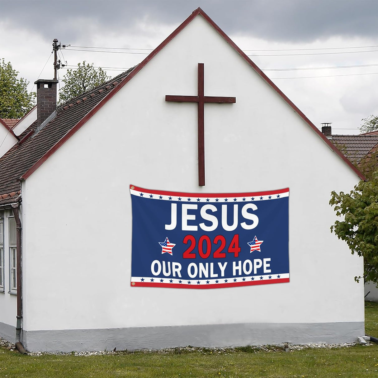 Jesus 2024 Our Only Hope Flag Christian Faith Over Fear Jesus Flag