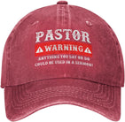 Funny Hat Pastor Warning Anything You Say Hat for Men Dad Hat Graphic Cap