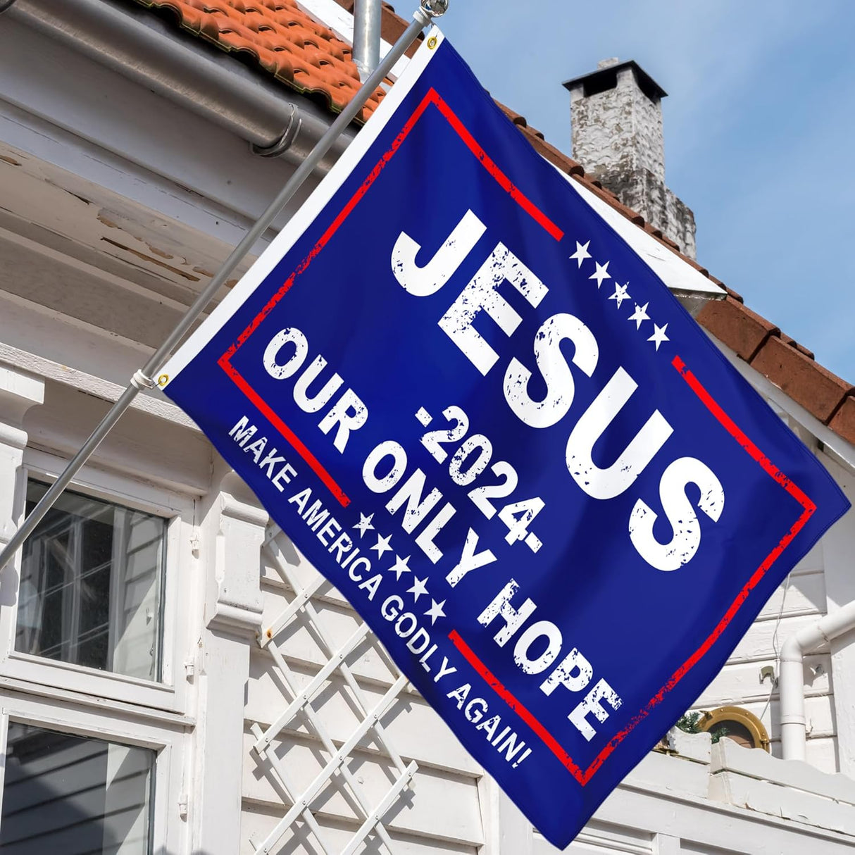 Jesus 2024 Flag Our Only Hope 3x5 ft, Make America Godly Again Polyester Flag