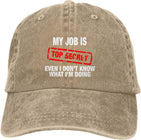 My Job is Top Secret Even I Don't Know What I'm Doing Men Women Hat Black Washed Denim Cotton Vintage Cowboy Baseball