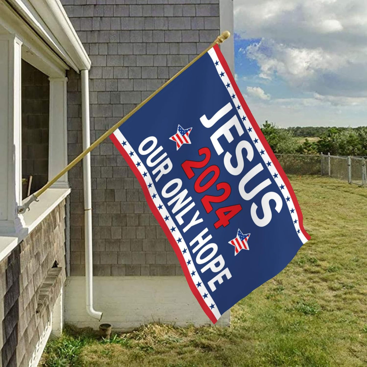 Jesus 2024 Our Only Hope Flag Christian Faith Over Fear Jesus Flag