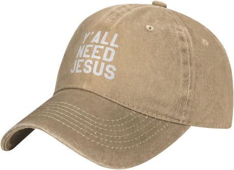 Funny Y'all Need Jesus Trucker Hat Fun Summer Baseball Cap Brown Snapback Dad Hat Onlydads