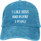 I Like Dogs and Maybe 3 People Unisex Adult Cowboy Hat Full Cotton Curved Brim Baseball Cap Onlydads