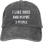 I Like Dogs and Maybe 3 People Unisex Adult Cowboy Hat Full Cotton Curved Brim Baseball Cap Onlydads