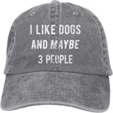 I Like Dogs and Maybe 3 People Unisex Adult Cowboy Hat Full Cotton Curved Brim Baseball Cap Onlydads