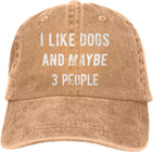 I Like Dogs and Maybe 3 People Unisex Adult Cowboy Hat Full Cotton Curved Brim Baseball Cap Onlydads