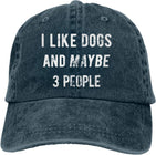 I Like Dogs and Maybe 3 People Unisex Adult Cowboy Hat Full Cotton Curved Brim Baseball Cap Onlydads