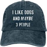 I Like Dogs and Maybe 3 People Unisex Adult Cowboy Hat Full Cotton Curved Brim Baseball Cap Onlydads