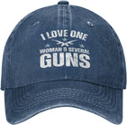 I Love One Woman & Several Guns Hat for Men Women Funny Dad Tracker Hat Baseball Cap.