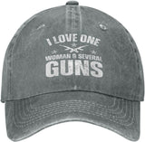 I Love One Woman & Several Guns Hat for Men Women Funny Dad Tracker Hat Baseball Cap.