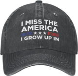 I Miss The America I Grew Up in Hat Unisex I Miss The America Baseball Cap American Flag Hat for Men Women Black.