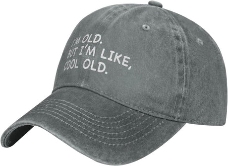 I'm Old But I'm Like Cool Old Hat Women Baseball Caps Graphic Hats Gray.