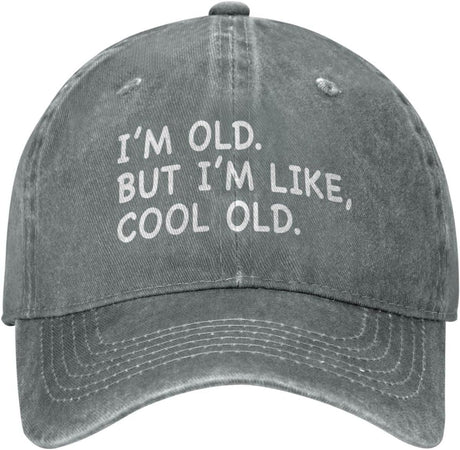 I'm Old But I'm Like Cool Old Hat Women Baseball Caps Graphic Hats Gray.