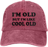 I'm Old But I'm Like Cool Old Hat for Men Unisex Baseball Cap Adjustable Baseball Hat for Men Women Red Cotton Hats.