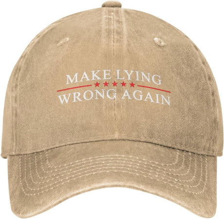 Make Lying Wrong Again Hat for Men Dad Hats Funny Hats Onlydads