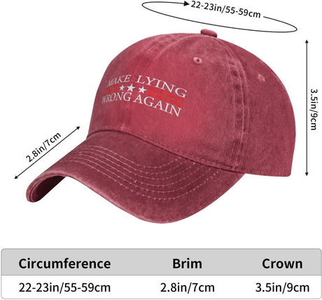 Make Lying Wrong Again Hat for Women Baseball Caps Fashionable Hats Onlydads