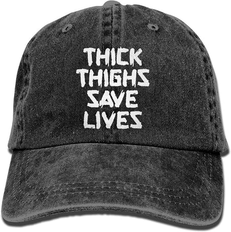 Thick Thighs Save Lives Unisex Adult Adjustable Denim Dad Cap.