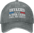 Unvaxxed and Overtaxed I Will Not Comply Hat Denim Cap for Men Women Onlydads