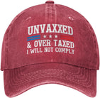 Unvaxxed and Overtaxed I Will Not Comply Hat Denim Cap for Men Women Onlydads