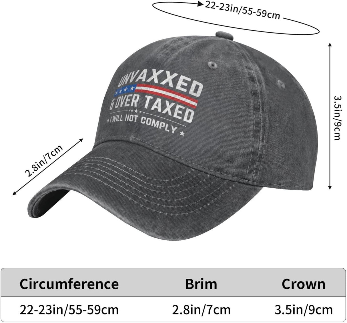 Unvaxxed and Overtaxed I Will Not Hat Trucker Hat for Men Women Dad Baseball Cap Onlydads