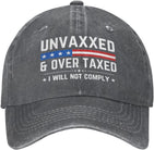 Unvaxxed and Overtaxed I Will Not Hat Trucker Hat for Men Women Dad Baseball Cap Onlydads