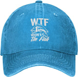 WTF Where's The Fish Hats Cowboy Dad Hats Cute Fishing Gifts Baseball Cap Adjustable Strap for Men Cotton Traveling Hat Onlydads