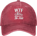 WTF Where's The Fish Hats Cowboy Dad Hats Cute Fishing Gifts Baseball Cap Adjustable Strap for Men Cotton Traveling Hat Onlydads