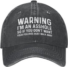 Warning I'm an Asshole So If You Don't Want Your Feelings Hurt Cap for Women Baseball Hat Fashionable Cap Onlydads