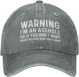 Warning I'm an Asshole So If You Don't Want Your Feelings Hurt Cap for Women Baseball Hat Fashionable Cap Onlydads