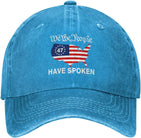 We The People Have Spoken Hat 47th President Patriotic USA Map America Flag Washed Denim Baseball Caps.