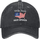 We The People Have Spoken Hat 47th President Patriotic USA Map America Flag Washed Denim Baseball Caps.