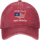 We The People Have Spoken Hat 47th President Patriotic USA Map America Flag Washed Denim Baseball Caps.