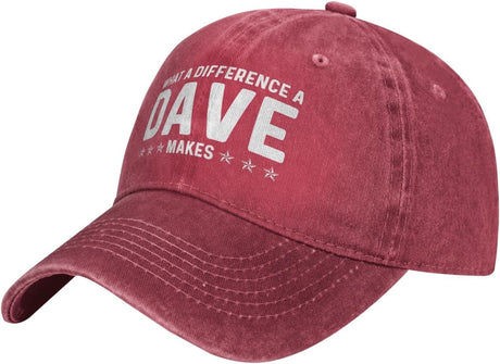 What A Difference A Dave Makes Hat for Men Dad Hat with Design Hats Onlydads