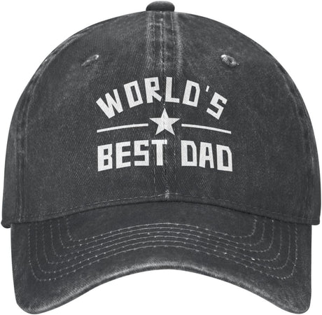 Worlds Best Dad Hat Cotton Adjustable Dad Baseball Cap Fathers Day Birthday Gifts.