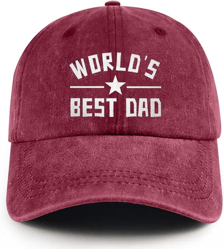 Worlds Best Dad Hat Cotton Adjustable Dad Baseball Cap Fathers Day Birthday Gifts.