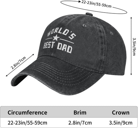 Worlds Best Dad Hat Cotton Adjustable Dad Baseball Cap Fathers Day Birthday Gifts.